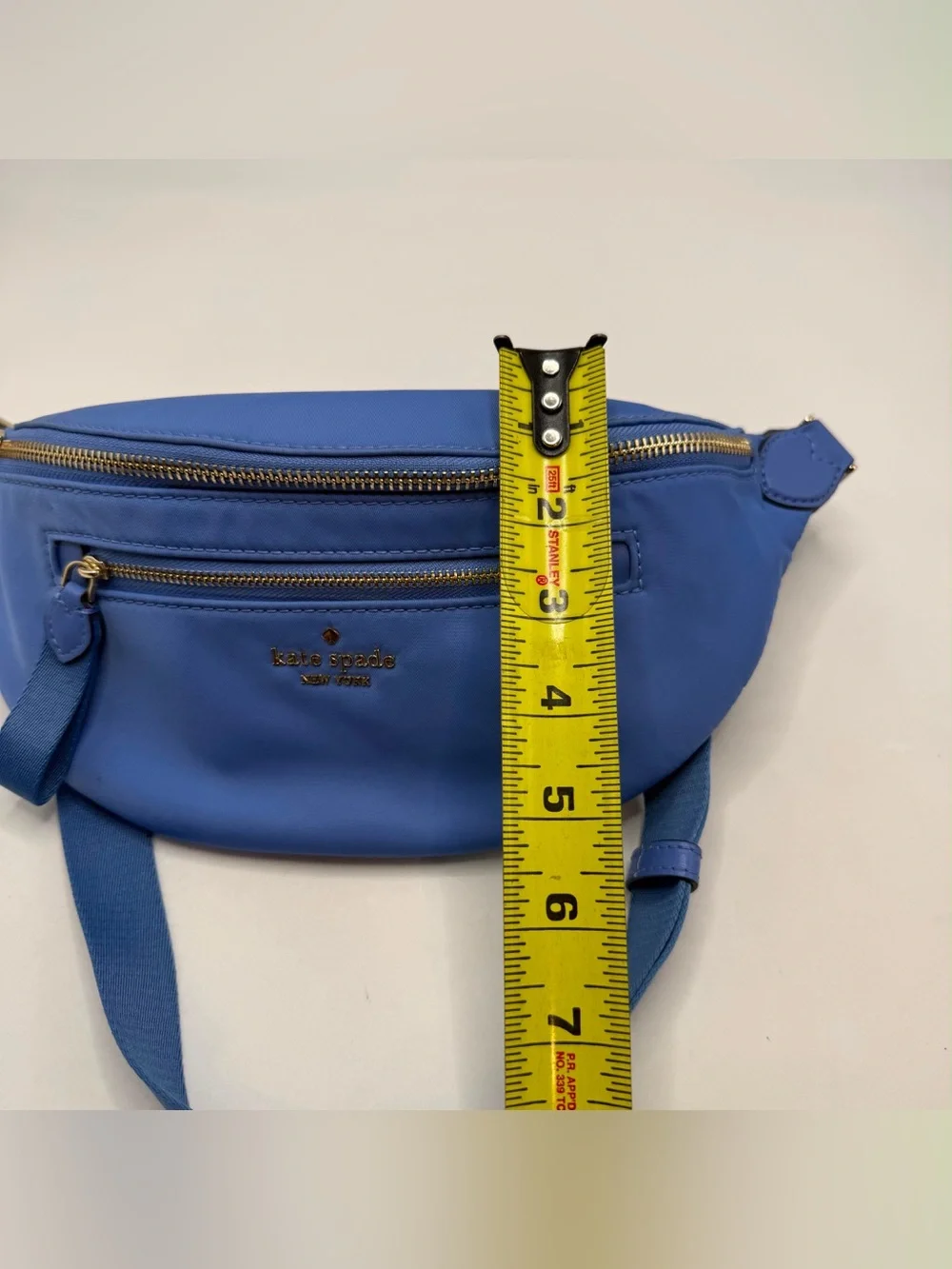 Kate Spade New York Blue Nylon Belt Bag Fanny Pack Waist Crossbody Gold